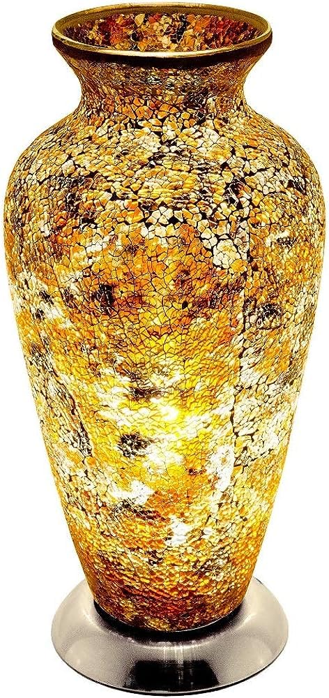 Yellow mosaic glass vase table lamp 38cm