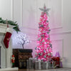 The Christmas Workshop 70870 6ft Pink Christmas Tree/Slim Artificial Pre-Lit Indoor Tree/Includes Folding Stand / 560 Tips & 110 LED Lights