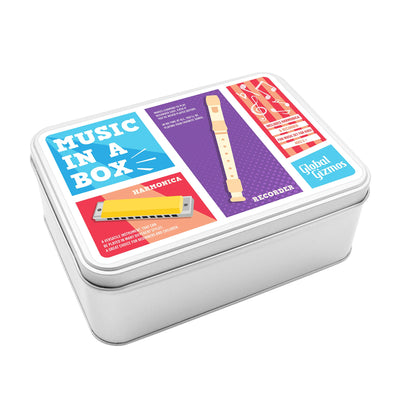 Global Gizmos 56070 Music in A Box Set | Including Recorder and Harmonica | Travel Size | Kids Entertainment | Christmas/Birthdays/School Holidays, Various