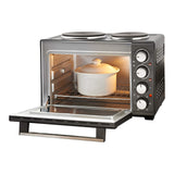 Quest 26L black countertop mini oven with twin hob and rotisserie