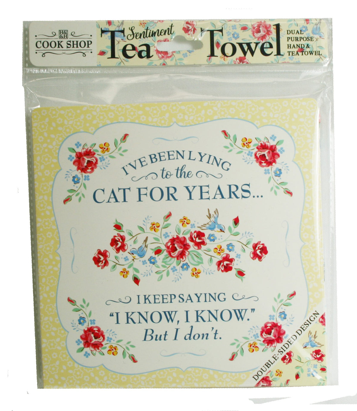 Cook Shop 207030021 "I've Been Lying to The cat for Years Tea Towels, Polyester, Yolk Yellow