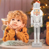 The Christmas Workshop 71049 Wooden Nutcracker 50cm Tall/White and Silver Soldier on Stand/Christmas Decorations