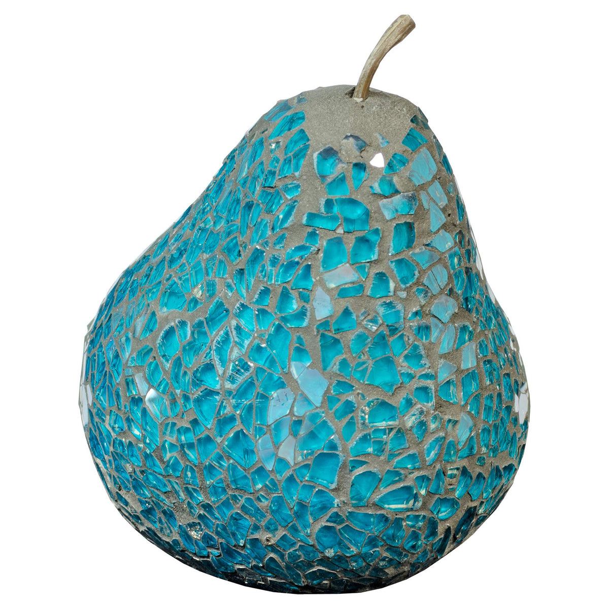 Blue mosaic glass pear ornament 11cm