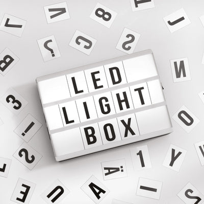 Global Gizmos 50960 Miniature Magnetic A6 Cinematic Light Up Box | Set Includes 90 Letters, Numbers & Symbols | 3 Rows | Parties/Birthdays/Weddings/Christmas, White