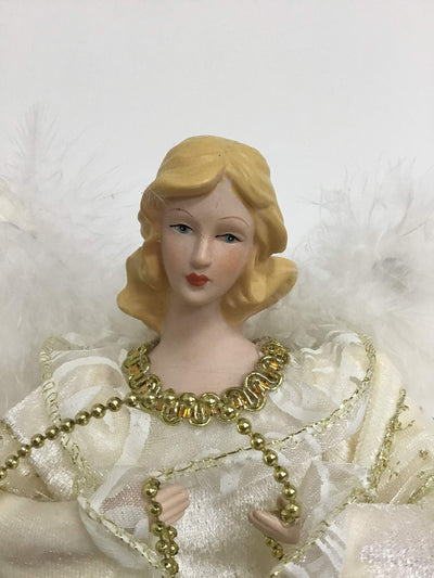 Premier 30cm cream & gold angel holding bead garland