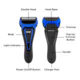 Bauer blue rechargeable wet and dry shaver