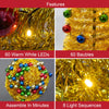 The Christmas Workshop 88210 6ft Pre-Lit Christmas Tree/Golden Artificial Christmas Tree/Pre-Decorated Pop-Up Tree / 60 LED Warm White Light Bulbs & 60 Baubles