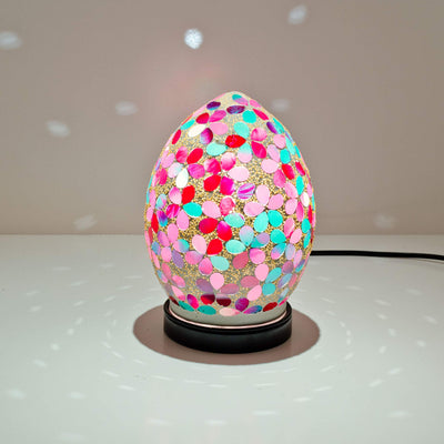 Febland Pink & Green Flower Tile Mini Mosaic Egg Lamp