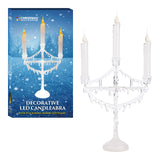 Clear acrylic Christmas candelabra with flickering lights