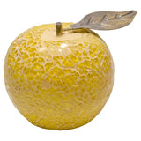 Yellow mosaic glass apple ornament with leaf