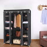 AROME PUR Fabric Canvas Wardrobe Organizers Clothes Rail Shelves Storage Closet Triple (Black)