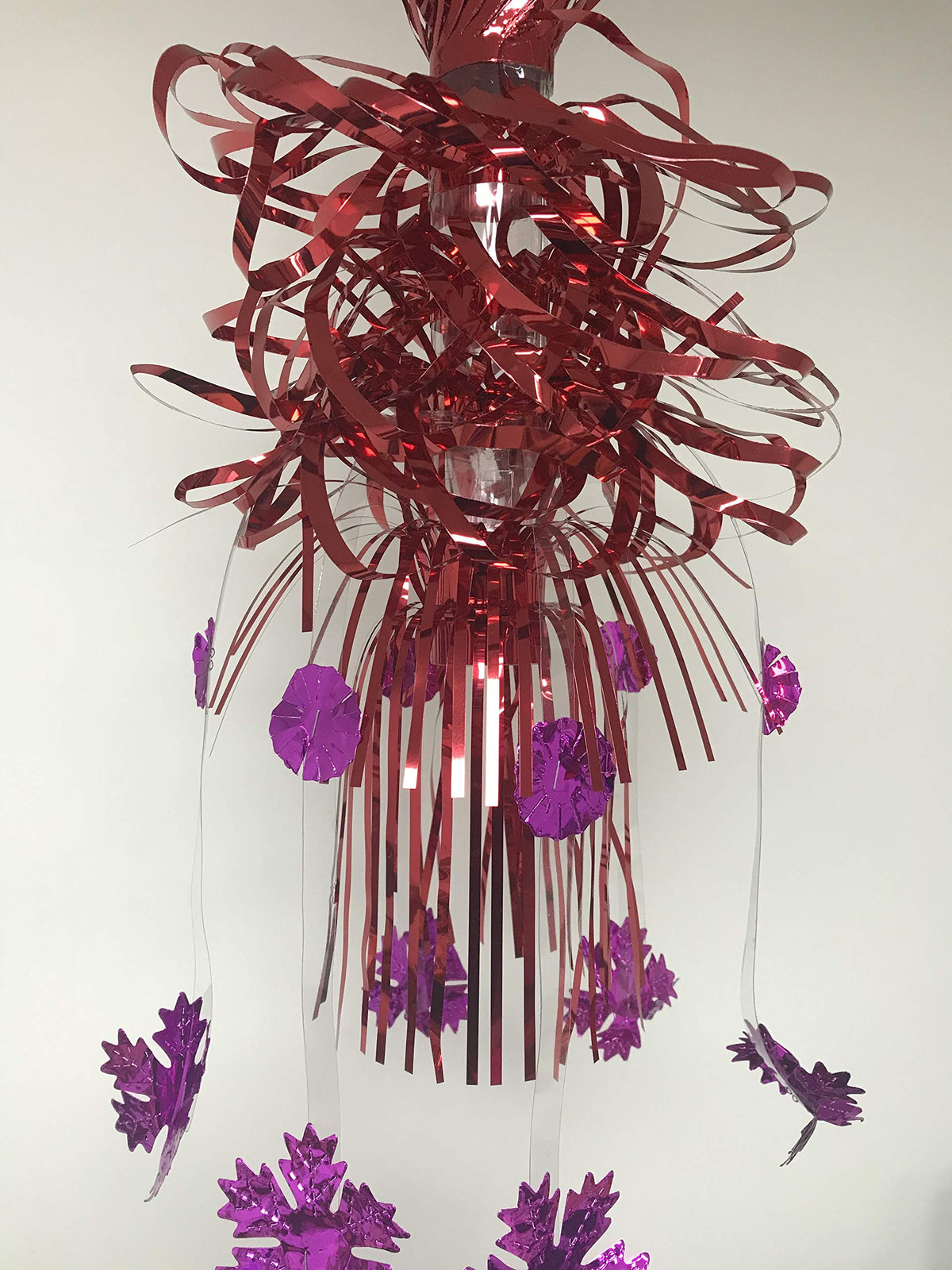 Red and purple foil Christmas cascade hanging decoration 55cm