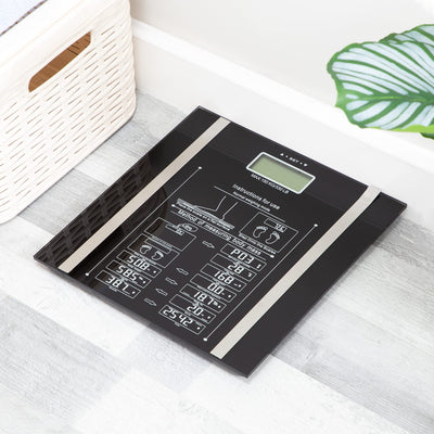 Bauer Professional 92060 Digital Body Fat Analyser / Max 150KG Weighing Scale with Memory / 10 Profiles / Anti-Slip Tempered Glass