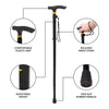 Anika 60510 Black Folding Walking Stick / Compact for Travel / Easy to Use / Height Adjustable Pole / Stylish Design / Wrist Strap