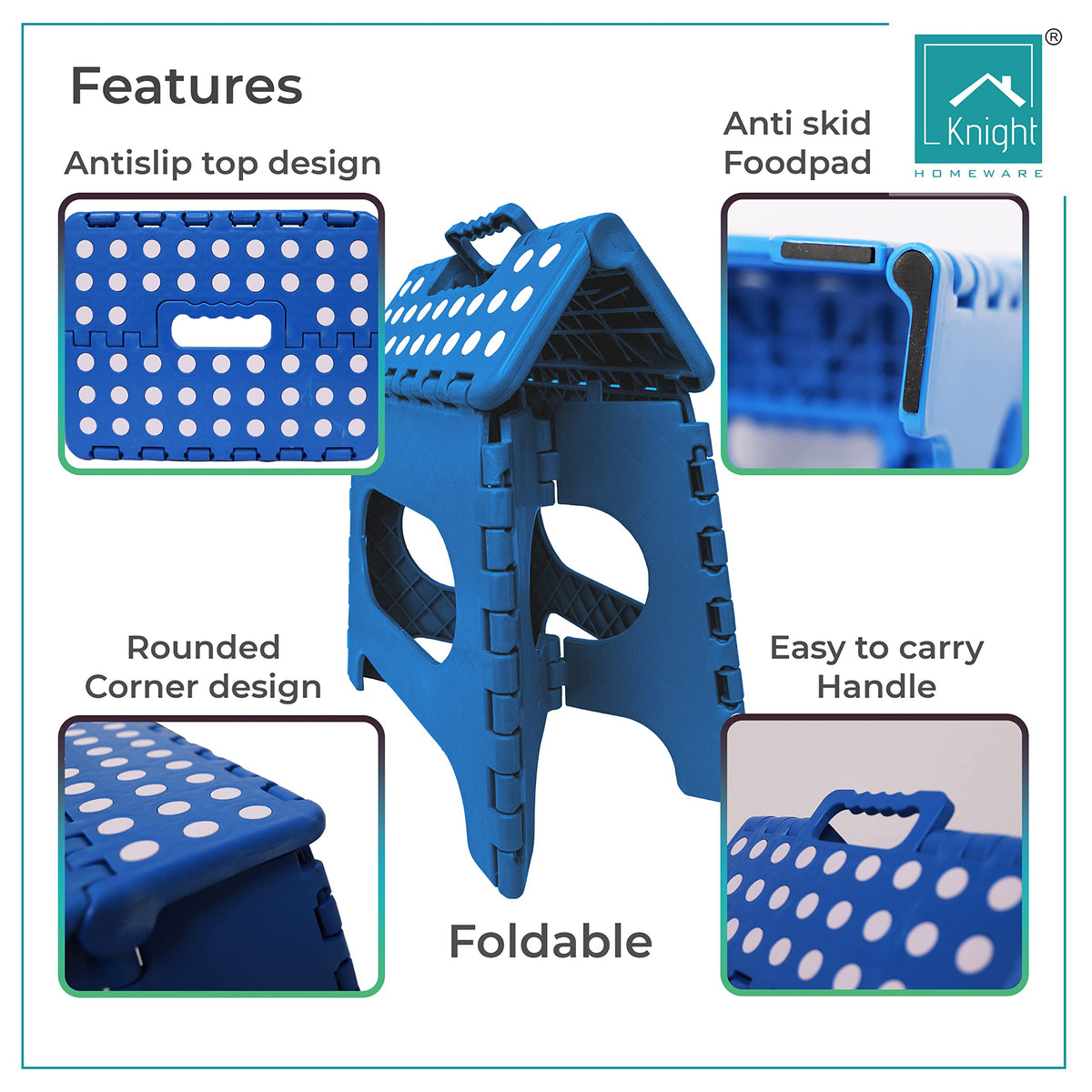 Knight blue 29cm folding step stool