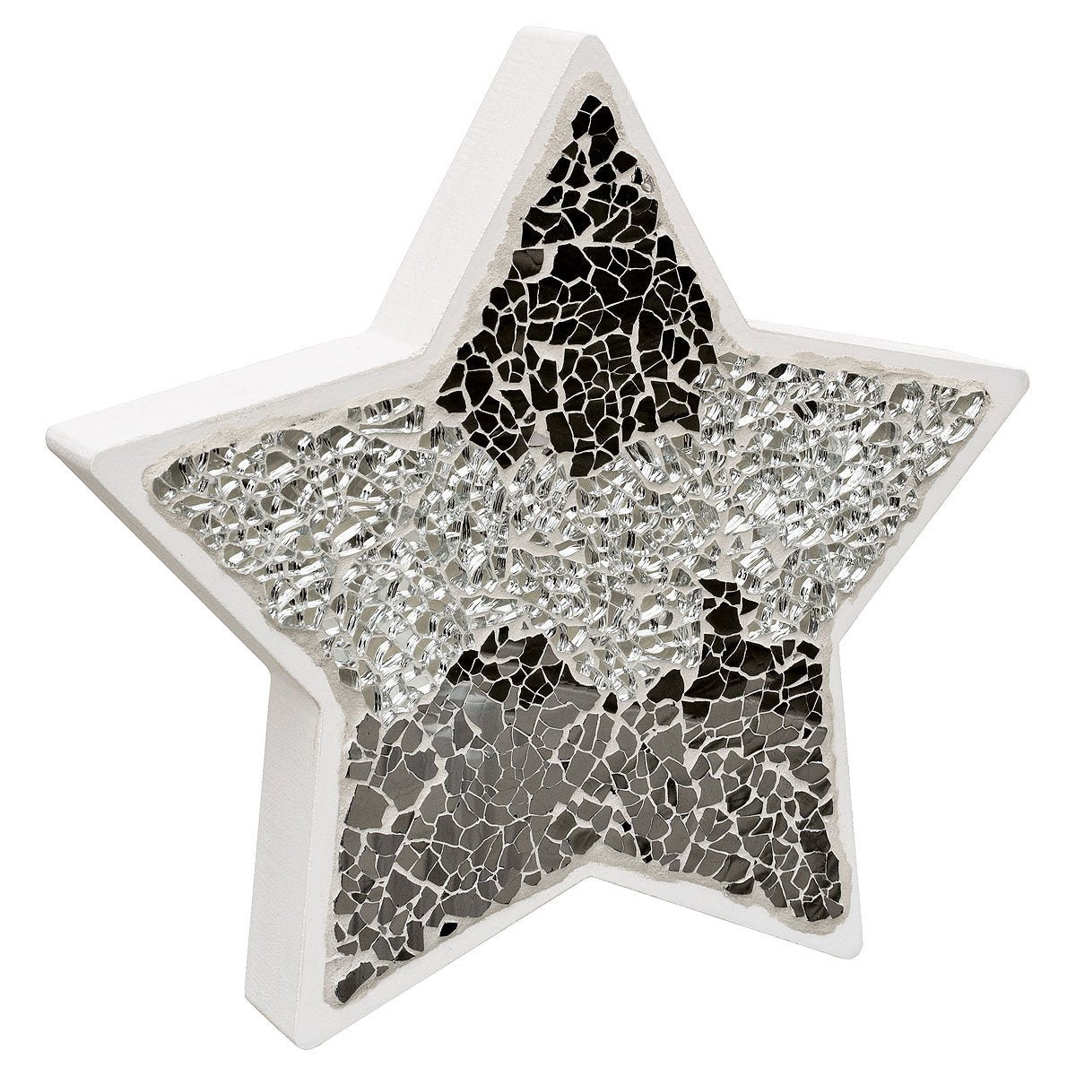 Silver mirrored mosaic star decoration