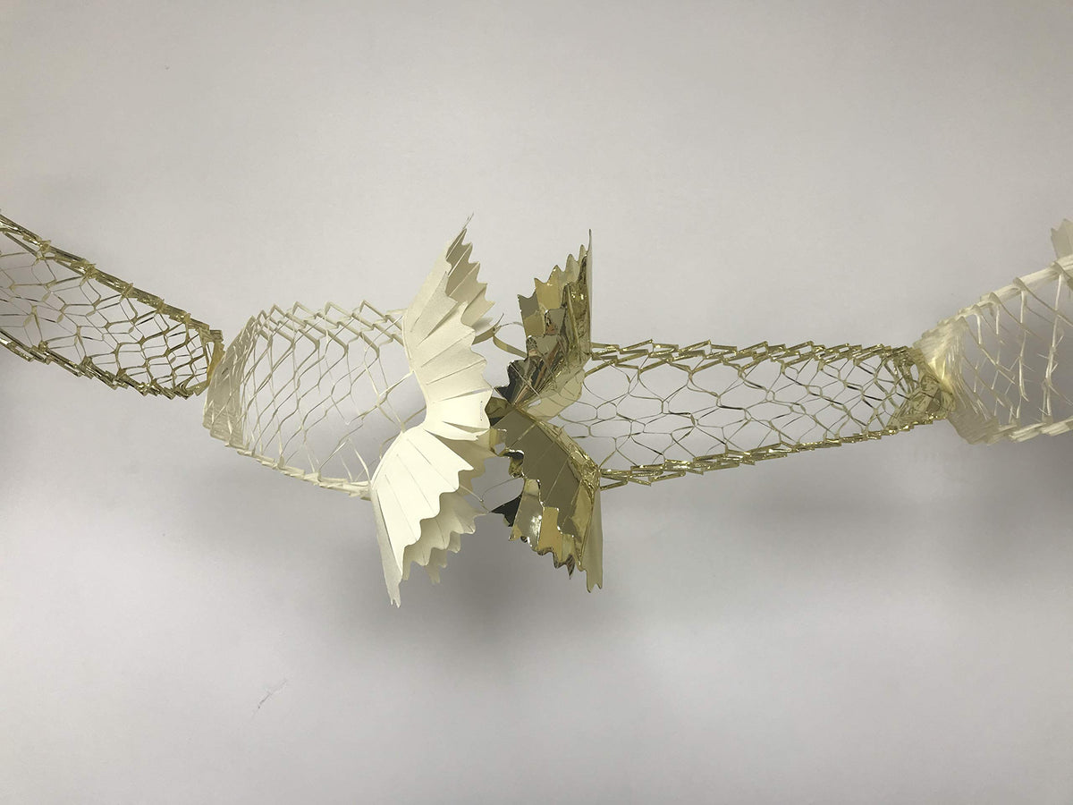 Cream and gold square foil Christmas garland ceiling decoration