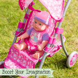 Toyrific Snuggles Deluxe pink foldable dolls buggy