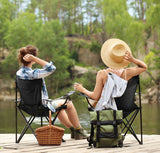 Adventure Peaks black folding camping chair with carry bag and cup holder