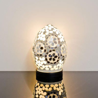 Art Deco Mirrored Flower Small Mosaic Glass Egg Lamp