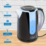 Quest black dual-colour LED 1.7L kettle
