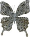 Set of three large silver glitter clip-on butterfly decorations