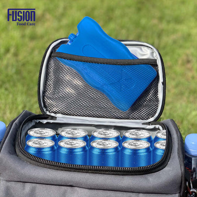 Reusable Freezer Cooler Ice Blocks - Cool Box Leakproof Keeps Food Drink Fresh Cooler Bag - Outdoor Beach Picnic Camping Travel Work Lunch School Blue Chiller - 6 Pack 16x9x2 cm - Fusion Food Care