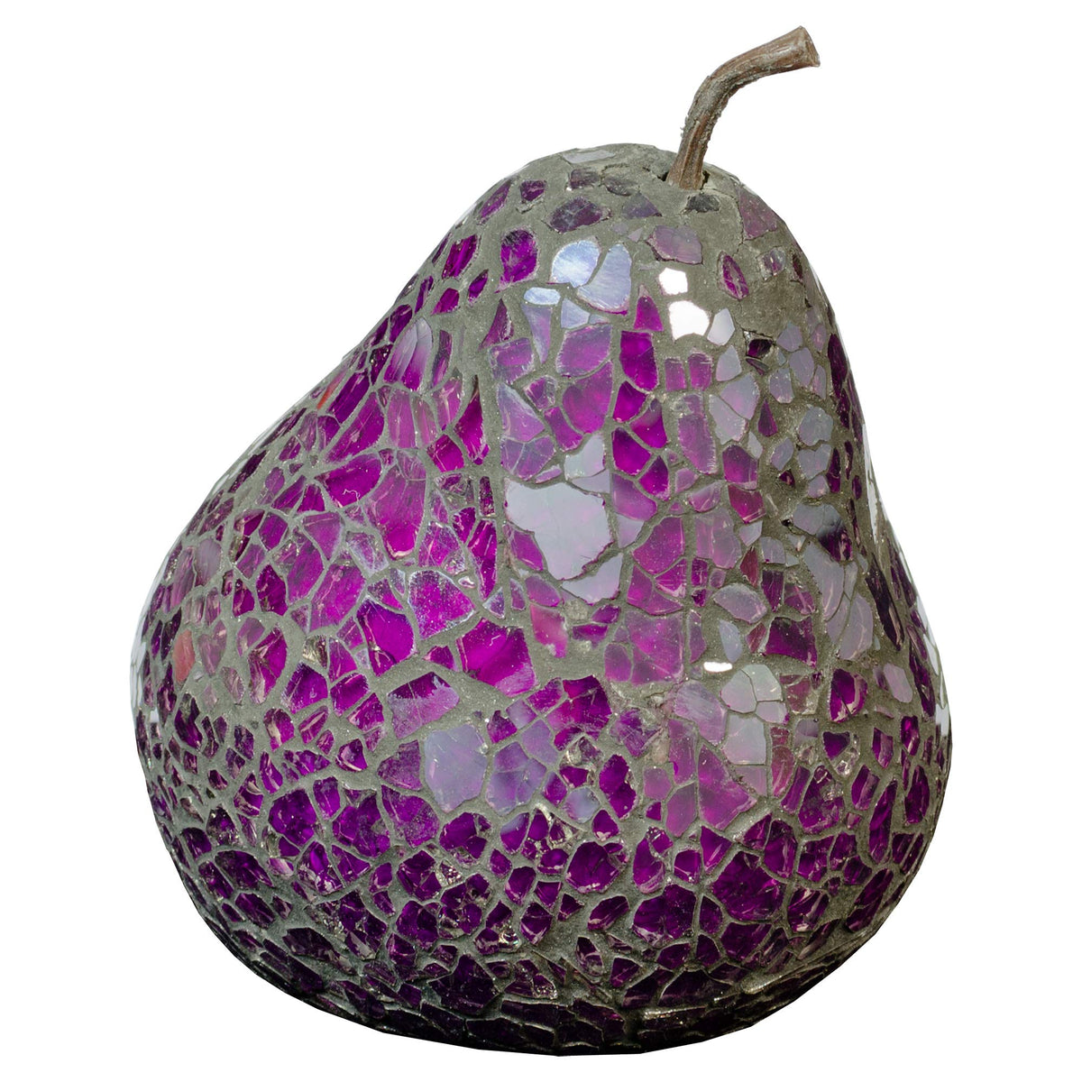 Purple mosaic glass pear ornament 11cm