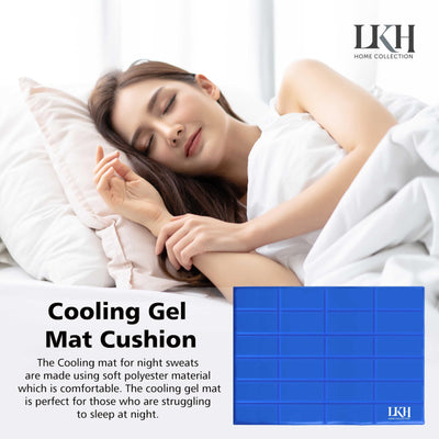 LKH Cooling Gel Mattress Body Mat Cooling Pad Gel Cushion Cooling Reusable Cooling Get Mattress Toper For Night Sweats Absorbs & Dissipates Heat Increase Sleep Quality (90x60CM)