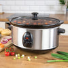 Quest 35270 Slow Cooker / 3.5 Litres/Compact Stainless Steel / 200W / 3 Temperature Settings/Transparent Toughened Glass Lid/Dishwasher Safe