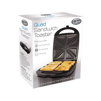 Quest 35990 4 Portion Non-Stick Toastie Maker/Easy to Clean/Student Essentials for University Kitchen