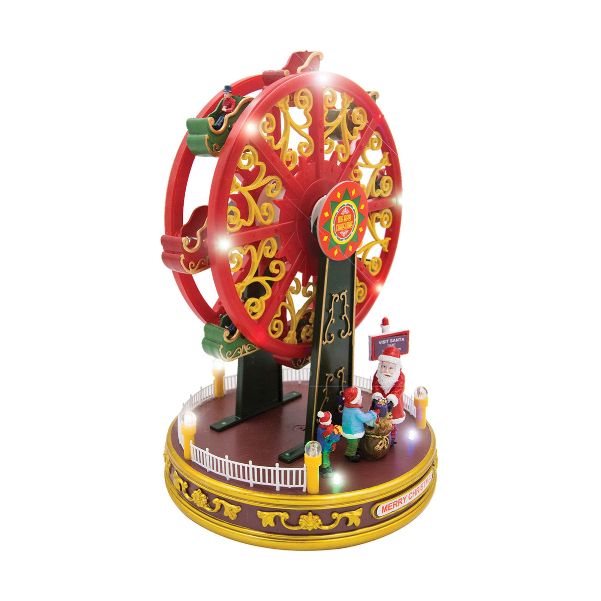 Christmas Ferris wheel ornament with Santa and children scene