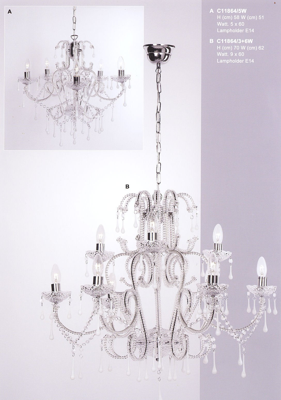 Canterbury white nine-light chandelier