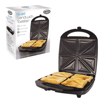 Quest 35990 4 Portion Non-Stick Toastie Maker/Easy to Clean/Student Essentials for University Kitchen