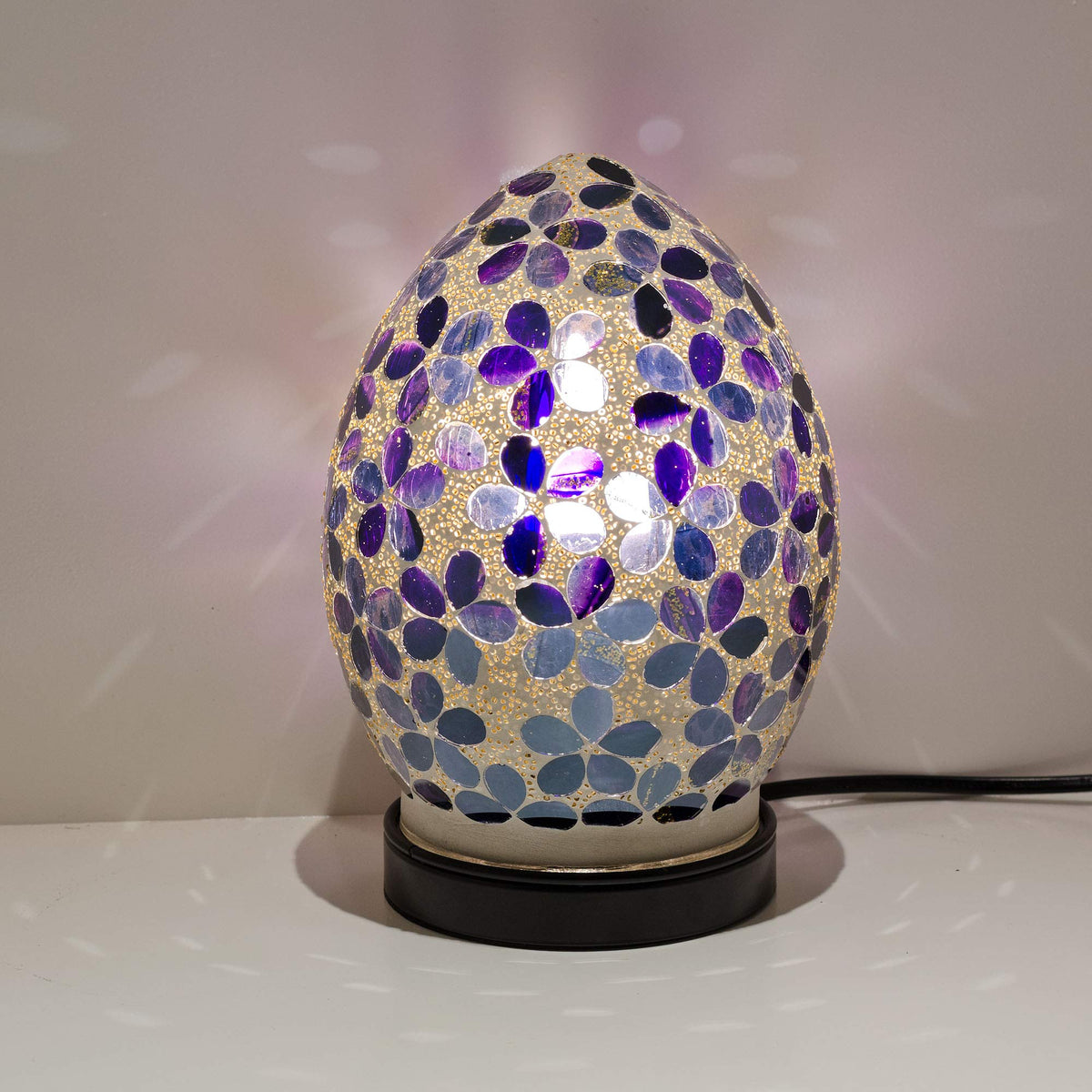 Febland Mini Purple Flower Tile Mosaic Egg Lamp