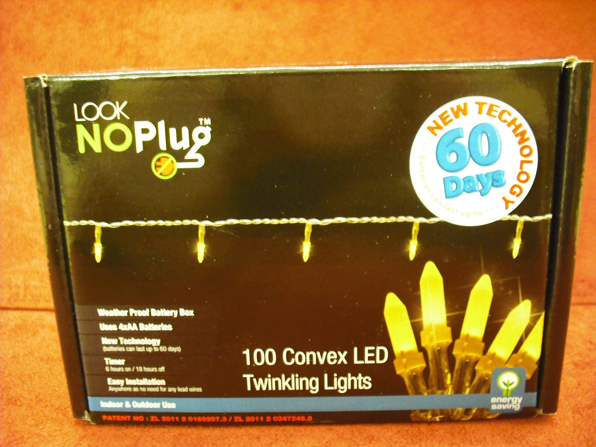 100 warm white battery-operated twinkling LED lights, 6.93m