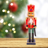 35cm red and green wooden nutcracker soldier Christmas decoration