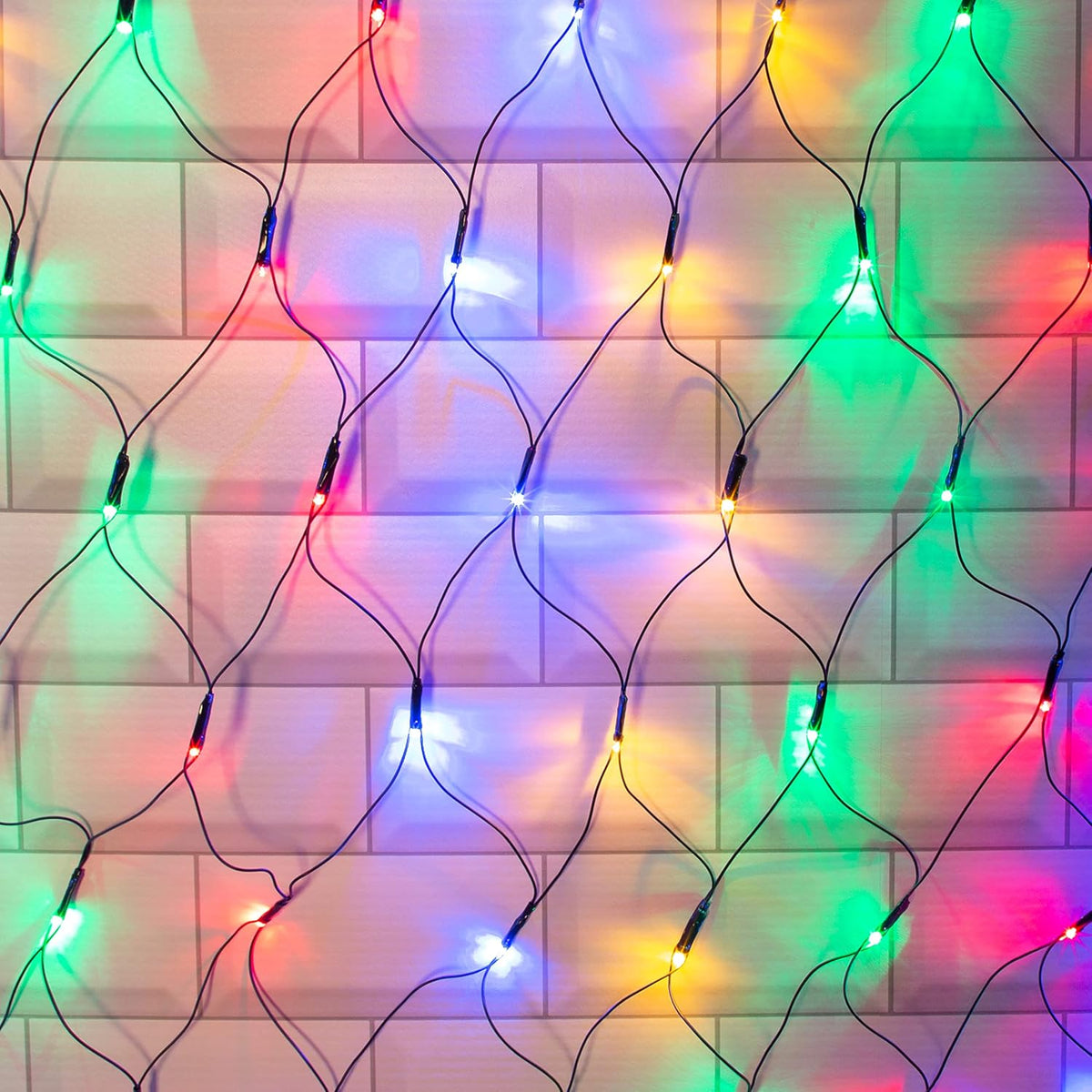 100 LED multi-colour battery net Christmas lights 1.5m x 1.5m