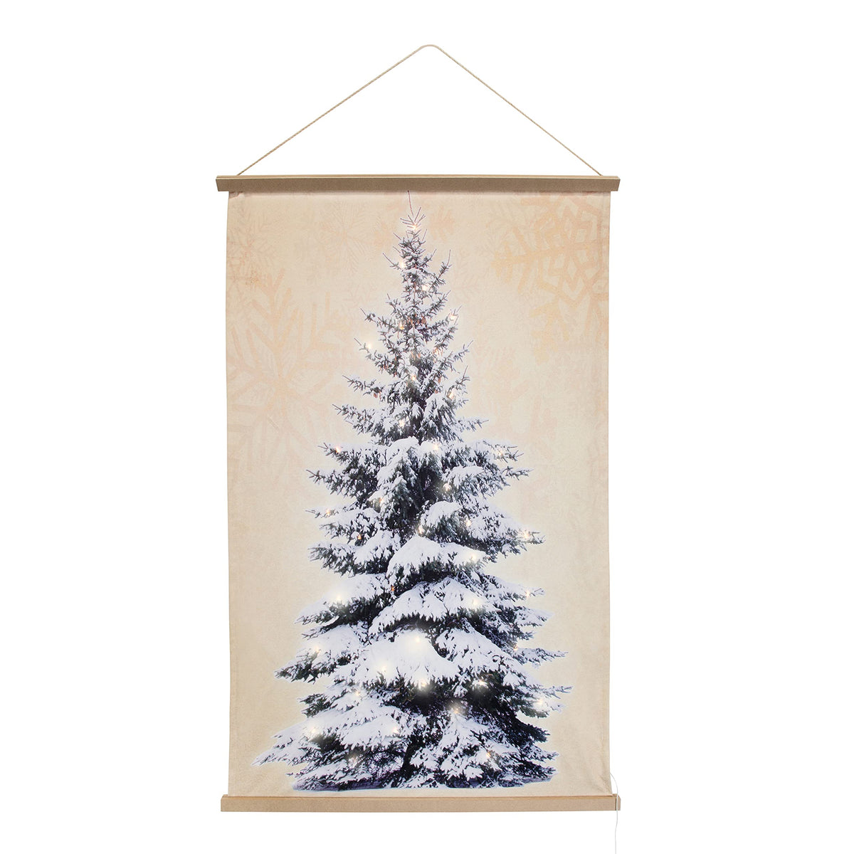 Pre-lit Christmas tree wall tapestry with 38 warm white LEDs