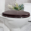 Anika 92449 Mahogany Effect Toilet Seat / Chrome Hinges / Easy Installation / 43cm x 37.5cm