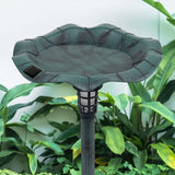 Verdigris-effect garden bird bath with two white LEDs