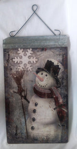 Christmas Decoration - Metal Wall Hanging - Frosty Snowman
