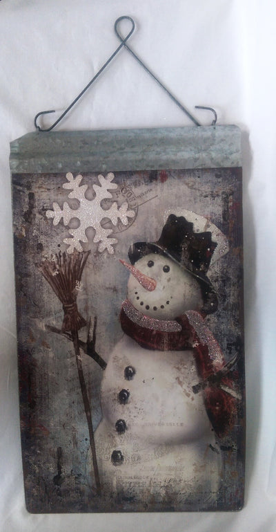 Christmas Decoration - Metal Wall Hanging - Frosty Snowman
