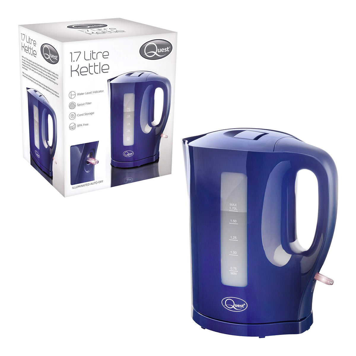Quest navy blue 1.7L electric kettle