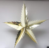 Cream and gold spiky star foil Christmas ceiling decoration