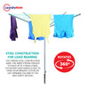 Laundry Mate Rotary Clothing Airer - Folding Washing Line - Outdoor Clothes Drying Rack - Washing Line & Ground Spike - 360 Degree Rotary Top (60m, 4 Arm)