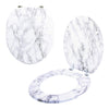 Anika 92499 Marble Effect Toilet Seat/Chrome Hinges/Easy Installation / 43cm x 37.5cm , Dome Shaped