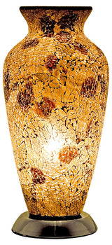 Febland Autumn Gold Mosaic Glass Vase Lamp