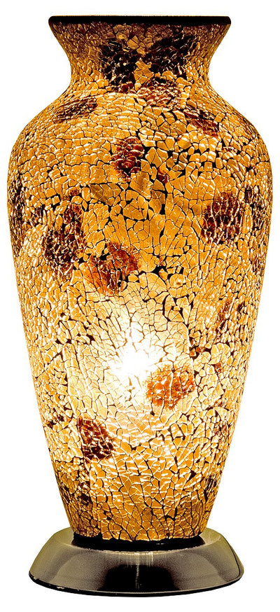 Febland Autumn Gold Mosaic Glass Vase Lamp