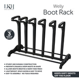 LKH black metal welly boot rack – holds 3 pairs